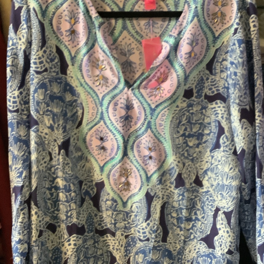 Lilly Pulitzer Deep‎ Indigo Renato Silk Tunic, Medium